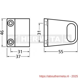 Hermeta 1030 garderobebuis steun eind Gardelux 1 type 1 mat zwart EAN sticker - R20101548 - afbeelding 2