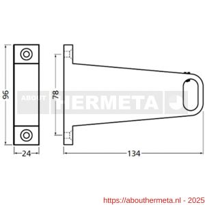 Hermeta 1052 garderobebuis steun midden Gardelux 1 type 3 naturel - R20101822 - afbeelding 2