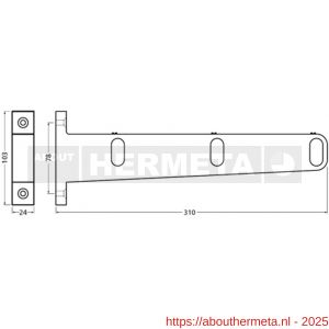 Hermeta 1110 garderobebuis steun eind links Gardelux 1 type 7A mat zwart - R20101582 - afbeelding 2
