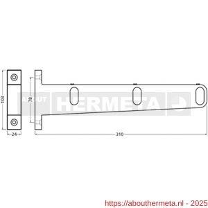 Hermeta 1112 garderobebuis steun midden Gardelux 1 type 7A naturel EAN sticker - R20100488 - afbeelding 2