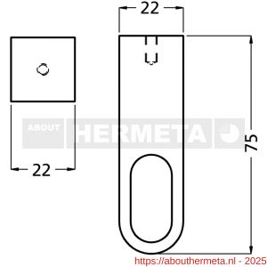Hermeta 1196 garderobebuis plafondbevestiging steun midden Gardelux 1 type 1 mat naturel - R20100535 - afbeelding 2