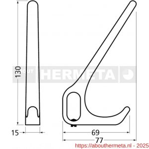 Hermeta 1220 garderobebuis hoed- en jashaak enkel Gardelux 1 naturel - R20101843 - afbeelding 2
