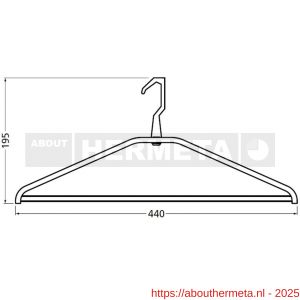 Hermeta 1264 garderobe kledinghanger Gardelux 2 niet uitneembaar mat naturel - R20100641 - afbeelding 2