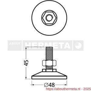 Hermeta 1366 garderobe bouwprofiel stelvoet M10 zwart - R20100069 - afbeelding 2