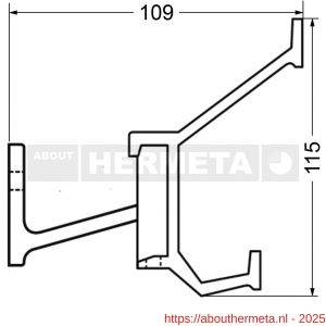Hermeta 2681 wand garderobe kapstok serie A 4-haaks aluminium winkelverpakking - R20100618 - afbeelding 2