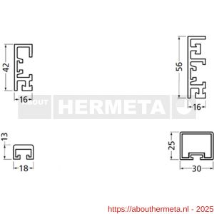 Hermeta 3000 bankprofiel 25x30 mm mat naturel per meter - R20101036 - afbeelding 2