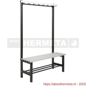 Hermeta 3087 zitbank Gardelux type 5 115 cm aluminium zitting met schoenenrek zwart - R20101333 - afbeelding 1