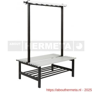 Hermeta 3092 zitbank Gardelux type 6 115 cm aluminium zitting met schoenenrek zwart - R20101335 - afbeelding 1