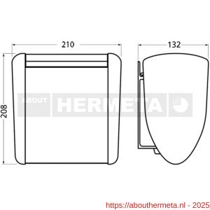 Hermeta 3275 wand afvalbak 2,5 L RAL 5011 EAN sticker - R20100212 - afbeelding 2