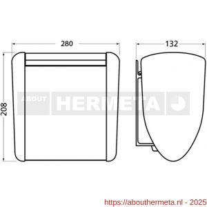 Hermeta 3280 wand afvalbak 3,5 L RAL 5011 EAN sticker - R20100214 - afbeelding 2