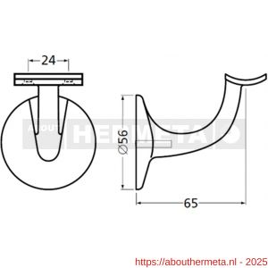 Hermeta 3501 leuninghouder 65 mm holzadel M8 zwart EAN sticker - R20100838 - afbeelding 2