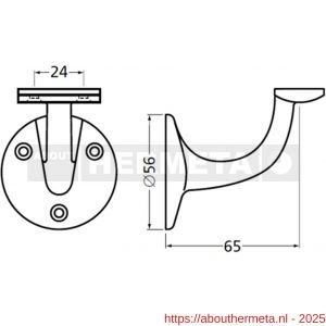 Hermeta 3502 leuninghouder 65 mm vlakzadel zwart - R20100842 - afbeelding 2