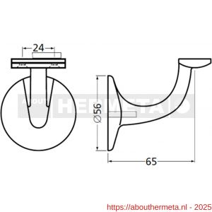 Hermeta 3503 leuninghouder 65 mm vlakzadel M8 nieuw zilver - R20101799 - afbeelding 2