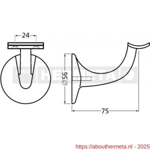 Hermeta 3506 leuninghouder 75 mm holzadel M8 zwart EAN sticker - R20101490 - afbeelding 2