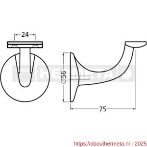 Hermeta 3508 leuninghouder 75 mm vlakzadel M8 zwart EAN sticker - R20101707 - afbeelding 2