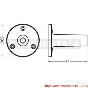 Hermeta 3511 leuninghouder rozet met vaste zuil 71 mm naturel - R20100927 - afbeelding 2
