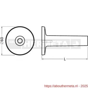 Hermeta 3514 leuninghouder rozet met vaste zuil 106 mm naturel EAN sticker - R20100941 - afbeelding 2