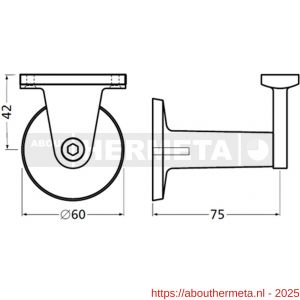 Hermeta 3525 verstelbare samengestelde leuninghouder vlakzadel tapgat nieuw zilver - R20100877 - afbeelding 2