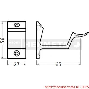 Hermeta 3542 leuninghouder holzadel opschroevend nieuw zilver - R20100890 - afbeelding 2