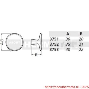 Hermeta 3751 meubelknop rond 30 mm met bout M4 zwart EAN sticker - R20101514 - afbeelding 2