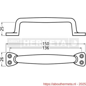 Hermeta 4251 hand- en meubelgreep 150 mm opschroevend nieuw zilver EAN sticker - R20101172 - afbeelding 2