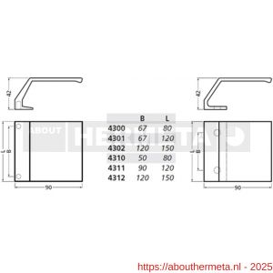 Hermeta 4310 deurduwer 80x90 mm 2x 8,5 mm nieuw zilver EAN sticker - R20100131 - afbeelding 2