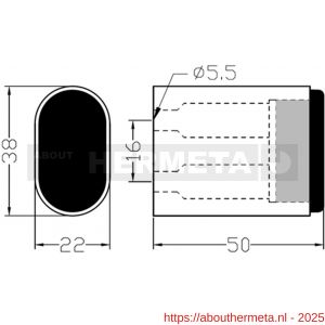Hermeta 4702 deurbuffer ovaal 50 mm naturel EAN sticker - R20101944 - afbeelding 2