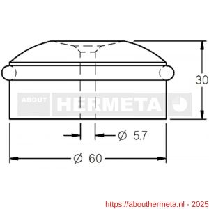Hermeta 4760 deurbuffer vloer rond 60 mm mat naturel - R20100112 - afbeelding 2