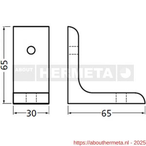 Hermeta 5500 plankdrager bevestigingshoek 65x65x30 mm mat zwart - R20101746 - afbeelding 2