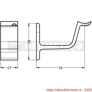 Hermeta 3553 leuninghouder holzadel profiel stok M8 nieuw zilver EAN sticker - R20101462 - afbeelding 2