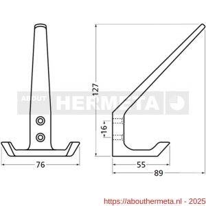 Hermeta 0032 garderobe hoed- en jashaak dubbel nieuw zilver EAN sticker - R20100724 - afbeelding 2