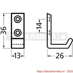 Hermeta 0555 jas- en handdoekhaak nieuw zilver - R20100661 - afbeelding 2