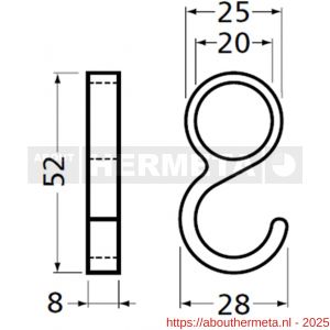 Hermeta 0591 schuifhaak voor ronde garderobebuis d=19 mm nieuw zilver - R20100394 - afbeelding 2