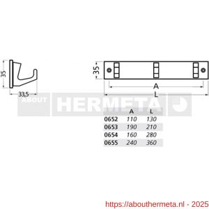 Hermeta 0653 handdoekrek 3 haaks wit - R20100686 - afbeelding 2