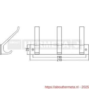 hermeta 0683 handdoekrek kapstok 3x haak nummer 880 naturel EAN sticker - R20100718 - afbeelding 2
