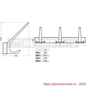 Hermeta 0862 garderobe kapstok 2x haak nummer 860 naturel - R20100602 - afbeelding 2