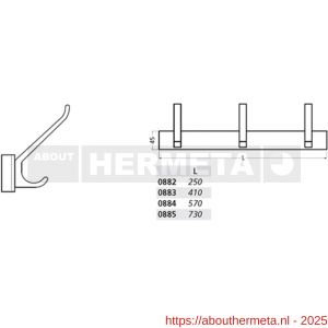 Hermeta 0882 garderobe kapstok 2x haak nummer 880 naturel EAN sticker - R20100611 - afbeelding 2