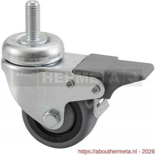 Hermeta 1356 garderobe zwenkwiel met rem M10 verzinkt - R20101359 - afbeelding 1