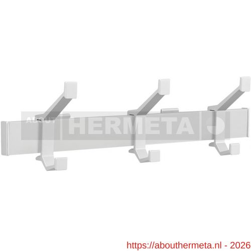 Hermeta 2680 wand garderobe kapstok serie A 3-haaks aluminium winkelverpakking - R20100616 - afbeelding 1