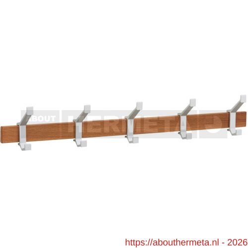 Hermeta 2682 wand garderobe kapstok serie A 5-haaks hout winkelverpakking - R20100621 - afbeelding 1