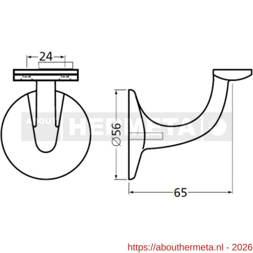 Hermeta 3503 leuninghouder 65 mm vlakzadel M8 wit EAN sticker - R20101488 - afbeelding 1