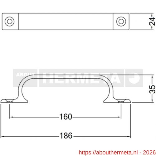 Hermeta 4233 hand- en meubelgreep 160 mm opschroevend mat zwart EAN sticker - R20101719 - afbeelding 1