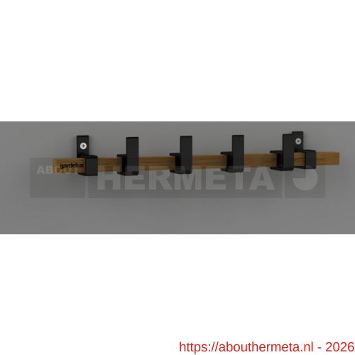 Hermeta GA7293 wand garderobe Gardelux Anna 3 haaks hout-aluminium mat zwart - R20102017 - afbeelding 1