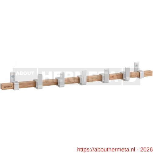 Hermeta GA7595 wand garderobe Gardelux Anna 5 haaks hout-aluminium mat naturel - R20102024 - afbeelding 1