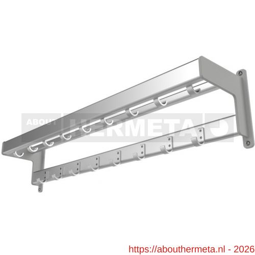 Hermeta GF2B wand garderobe Gardelux Fit 2 aluminium basis 730 mm 11 haken mat naturel-steunen grijs RAL 7035 fijnstructuur - R20102316 - afbeelding 1