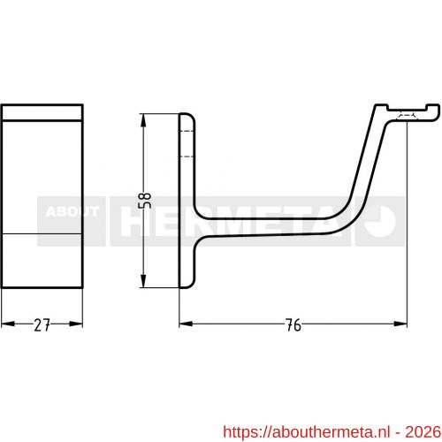 Hermeta 3551 leuninghouder vlakzadel profiel stokschroef M8 mat naturel EAN sticker - R20101448 - afbeelding 1