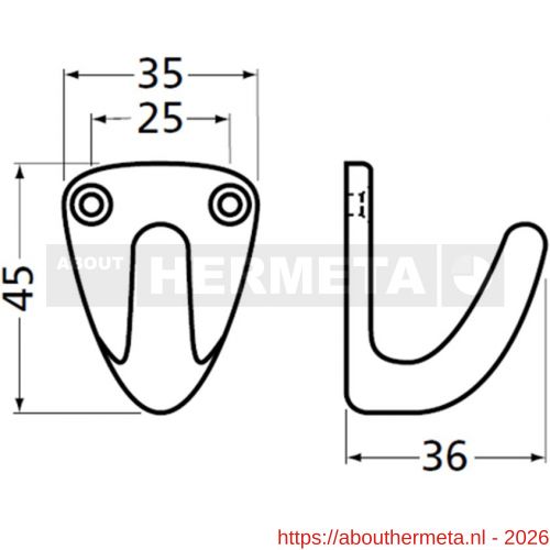 Hermeta 0551 handdoekhaak zwart - R20101535 - afbeelding 1